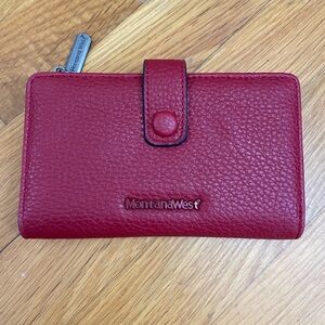 Montana West Red Pebbled Leather Wallet